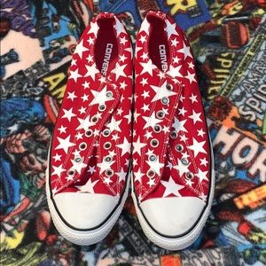 Red and White Starred Converse